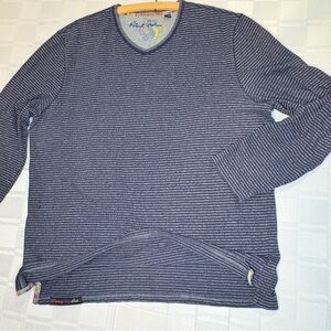 Robert Graham Navy and grey V-Neck Sweater very soft XL men’s size